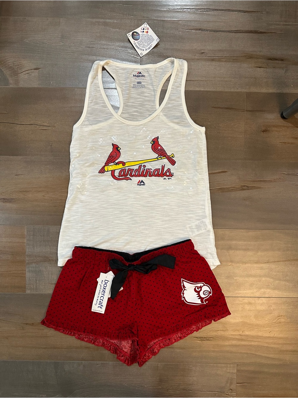 Majestic White & Red Cardinals Women's Tank and Shorts Sleep Set